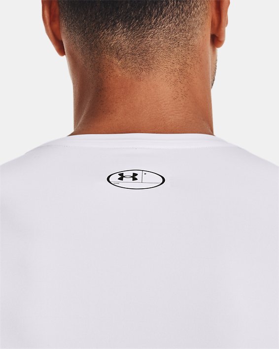 Men's HeatGear® Fitted Long Sleeve, White, pdpMainDesktop image number 3